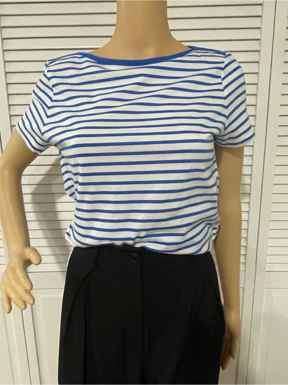 Ralph Lauren White and Blue Striped Short Sleeve Tee